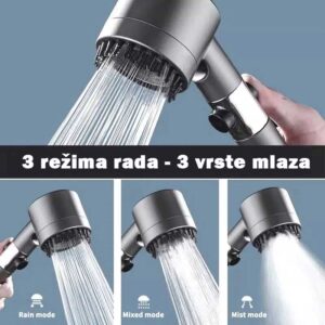 3 režima rada i 3 vrtse mlaza drške tuša