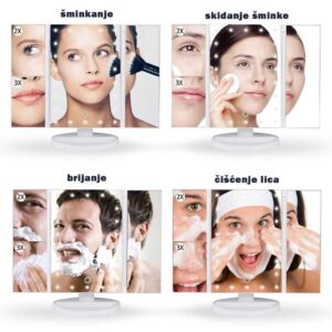ogledalo za šminkanje, skidanje šminke, brijanje i čišćenje lica