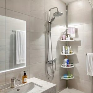 Ugaona polica bela za manja kupatila