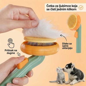 cetka za uklanjanje dlaka kod pasa i macaka sa mehanizmom za ciscenje jednim klikom