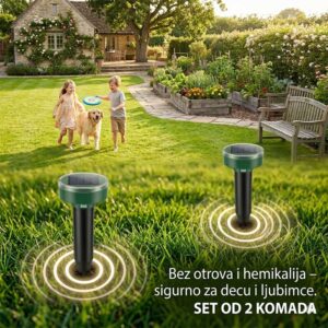 Vodootporni solarni rasterivač krtica sa solarnim panelom za spoljašnju upotrebu