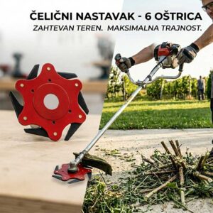 Metalni nastavak za trimer sa 6 čeličnih oštrica tokom košenja korova