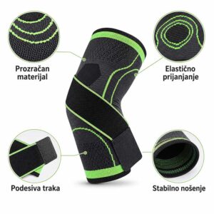 Kompresioni steznik za lakat sa prozračnim materijalom, podesivom trakom i stabilnim prijanjanjem