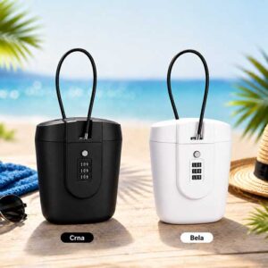 Sef za plažu sa šifrom u crnoj i beloj boji za telefon novac i ključeve
