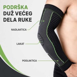 Kompresioni steznik za lakat i podlakticu pruža podršku duž većeg dela ruke