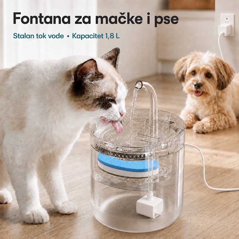 Automatska pojilica za mačke i pse sa filterom – 1,8 L