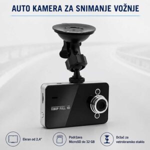 Auto kamera za snimanje vožnje sa ekranom od 2,4 inča i vakuumskim držačem