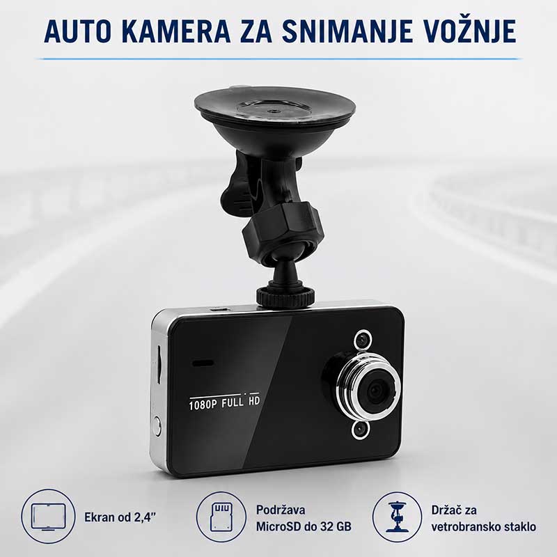 Auto kamera za snimanje vožnje sa ekranom od 2,4″