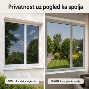 Folija za privatnost na prozorima – efekat ogledala spolja i pogled ka spolja iznutra