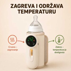Grejač za flašice koji zagreva i održava izabranu temperaturu mleka