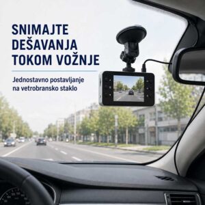 Kamera za auto postavljena na vetrobransko staklo tokom vožnje