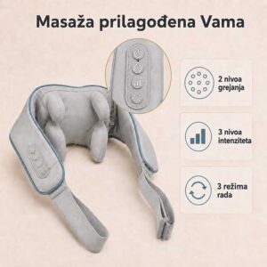 Masažer za vrat sa 3 režima rada, 3 nivoa intenziteta i 2 nivoa grejanja
