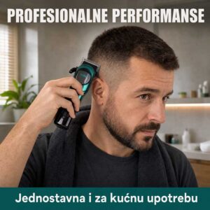 Muškarac samostalno koristi mašinicu za šišanje VGR V-166 kod kuće