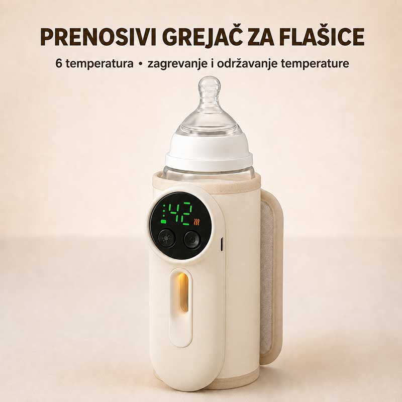 Prenosivi grejač za flašice sa podešavanjem temperature