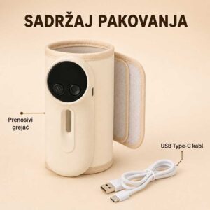 Prenosivi grejač za flašice i USB Type-C kabl iz sadržaja pakovanja