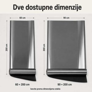 Reflektujuća folija za prozore u dimenzijama 60 × 200 cm i 90 × 200 cm