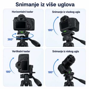 Tripod 360 sa položajima za horizontalno, vertikalno, visoko i nisko snimanje