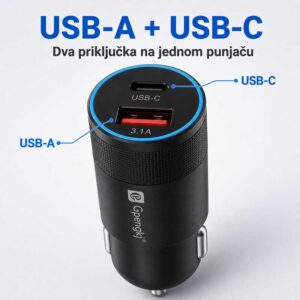 USB-A i USB-C priključci na auto punjaču GP-C305