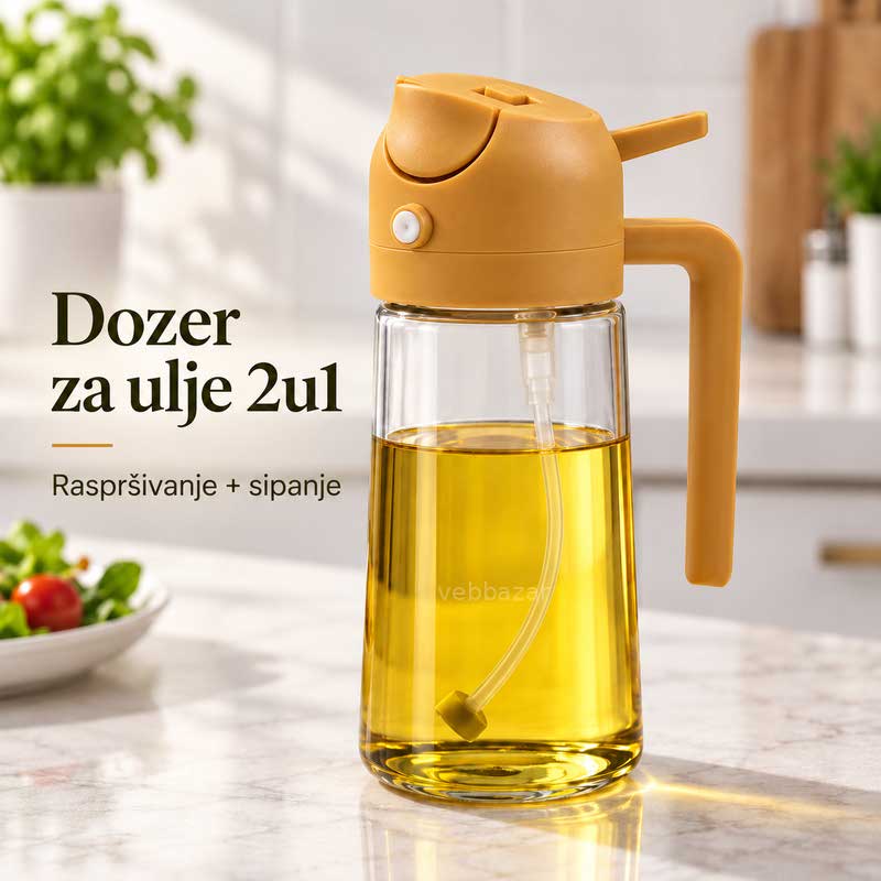 Stakleni dozer za ulje sa raspršivačem 2u1 – 470 ml