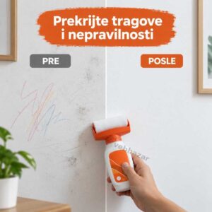 Korektor za zidove – prikaz pre i posle prekrivanja tragova i površinskih nepravilnosti