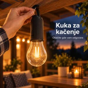Punjiva LED kamp lampa sa kukom za kačenje