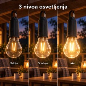Punjiva LED kamp lampa sa tri nivoa osvetljenja