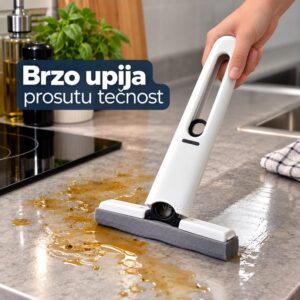 Mini mop upija prosutu tečnost sa kuhinjske radne površine