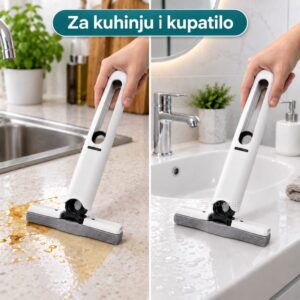 Mini mop za kuhinju i kupatilo, prikaz upotrebe pored sudopere i lavaboa