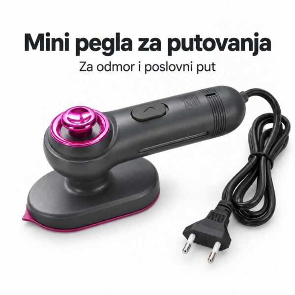 Mini pegla za putovanja sa kablom i evropskim utikačem