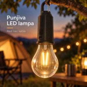 Punjiva LED kamp lampa sa toplom belom bojom svetla
