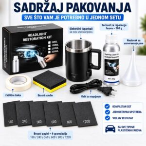 Sadržaj pakovanja seta za reparaciju farova