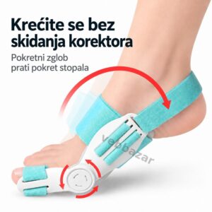 Pokretni zglob korektora za čukljeve u visini zgloba palca