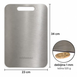 Dimenzije daske za sečenje 34 x 23 cm, debljina 1 mm, težina 520 g