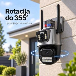 Spoljna WiFi kamera sa pokretnom donjom kamerom i rotacijom do 355 stepeni